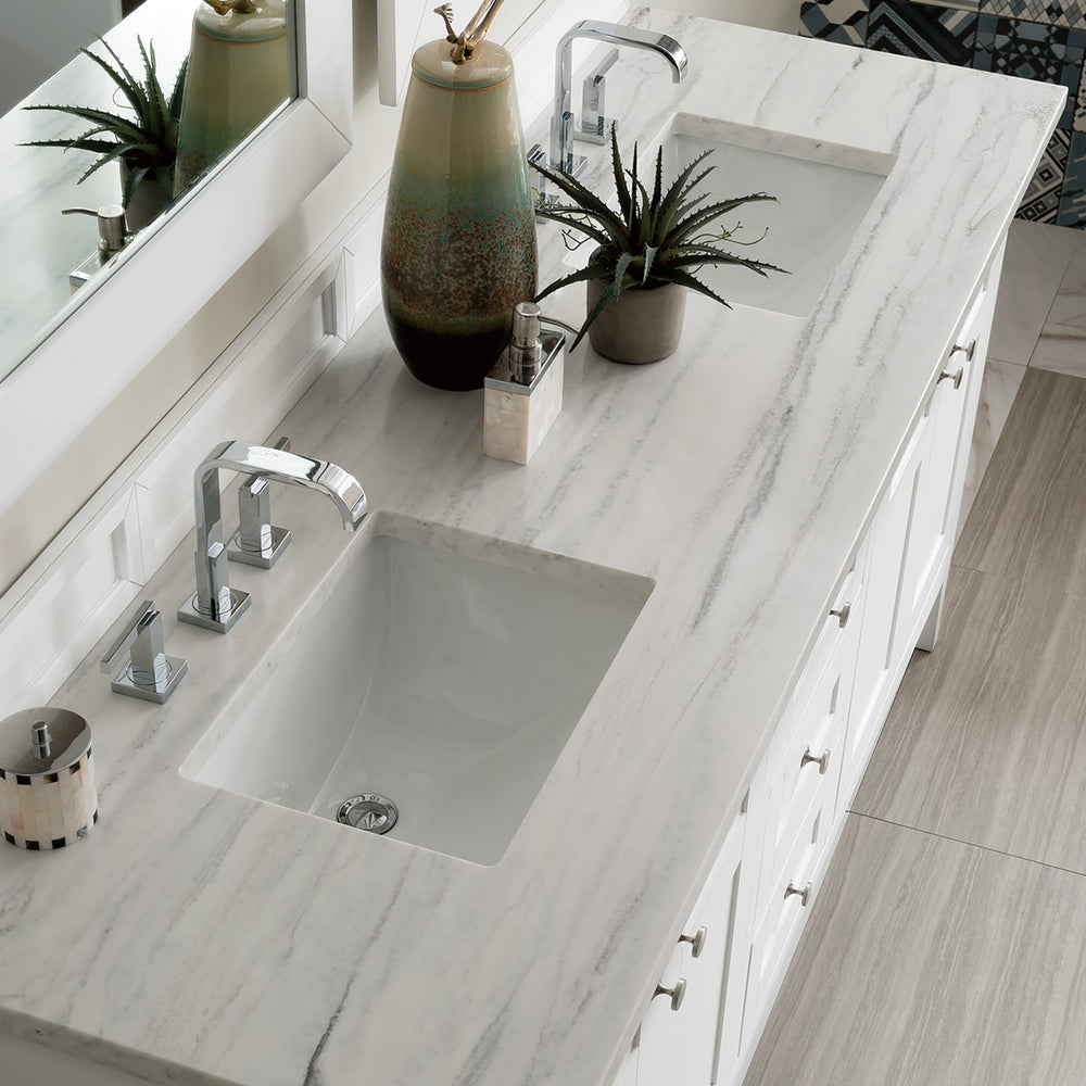 
                  
                    Palisades 72" Double Bathroom Vanity Single Bathroom Vanity James Martin Vanities Bright White Arctic Fall Solid Surface 
                  
                