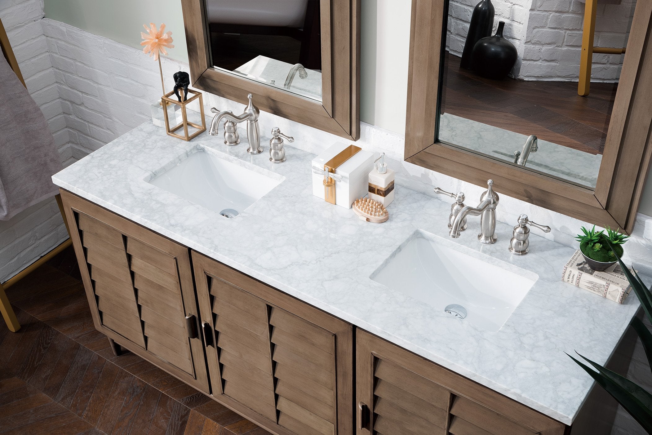 Roman Bathroom Ceramic Vanity With Double Sink Set At BathSelect