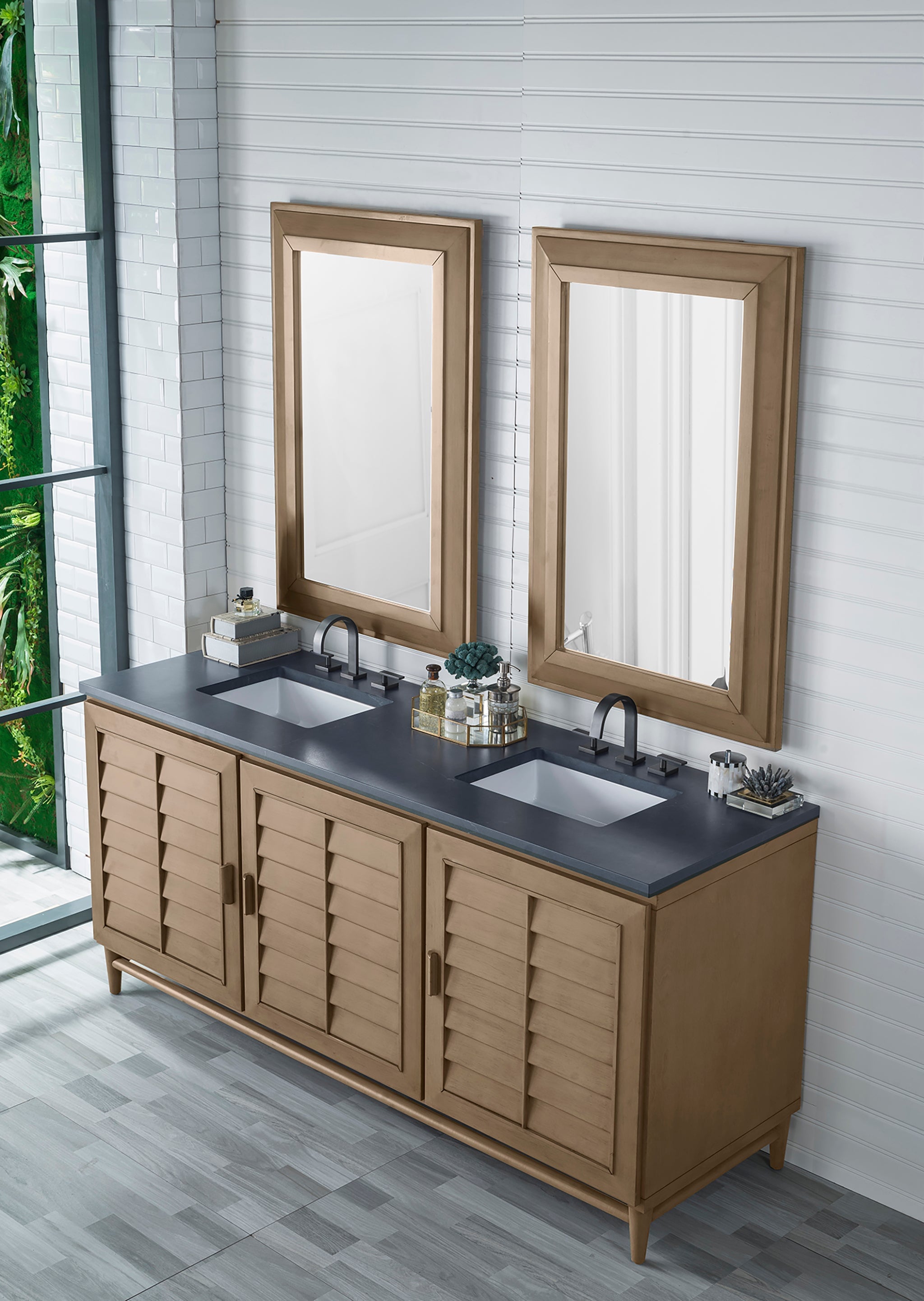 Roman Bathroom Ceramic Vanity With Double Sink Set At BathSelect