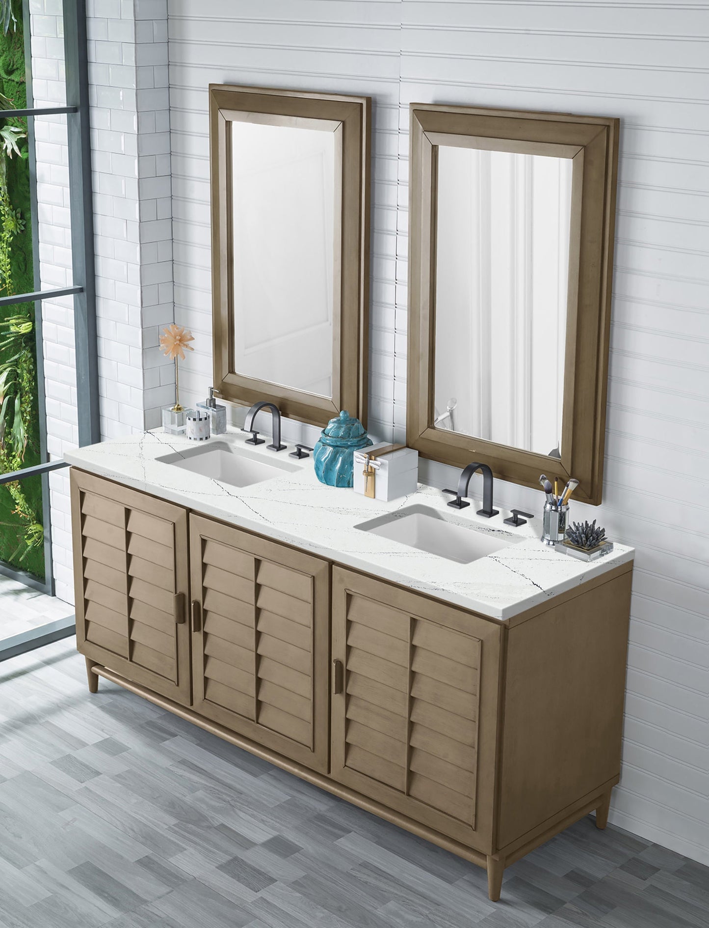 Lark Manor Wellsville 55'' Double Bathroom Vanity with Quartz Top