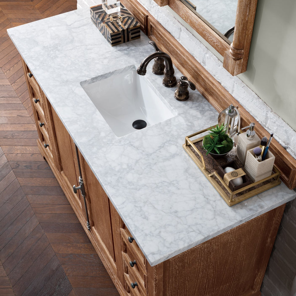 
                  
                    Providence 60" Single Bathroom Vanity in Driftwood Single Bathroom Vanity James Martin Vanities Carrara White Marble 
                  
                