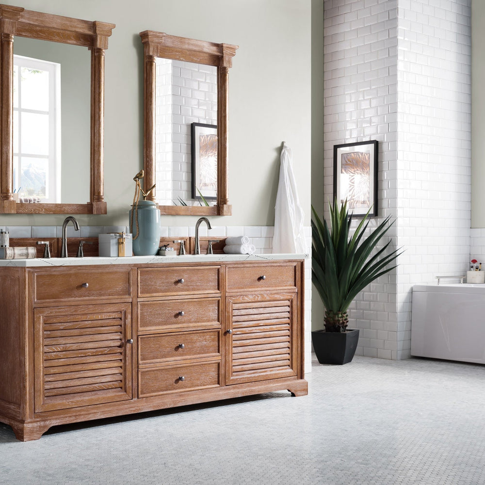 
                  
                    Savannah 72" Double Bathroom Vanity Single Bathroom Vanity James Martin Vanities Driftwood Ethereal Noctic Quartz 
                  
                