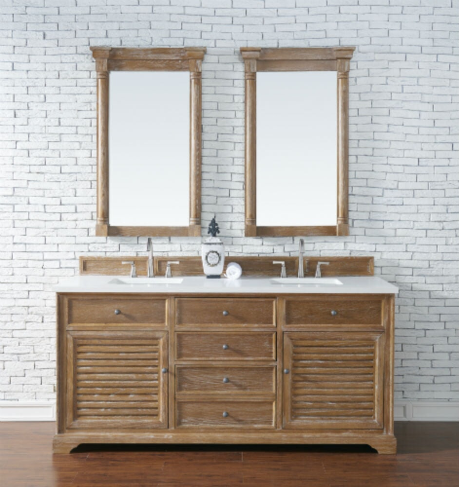 Savannah 72" Double Bathroom Vanity Single Bathroom Vanity James Martin Vanities Driftwood White Zeus Quartz 